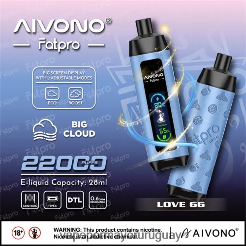 Liquido Vape Uruguay - Aivono Fatpro 22000 amor 66 220Z226