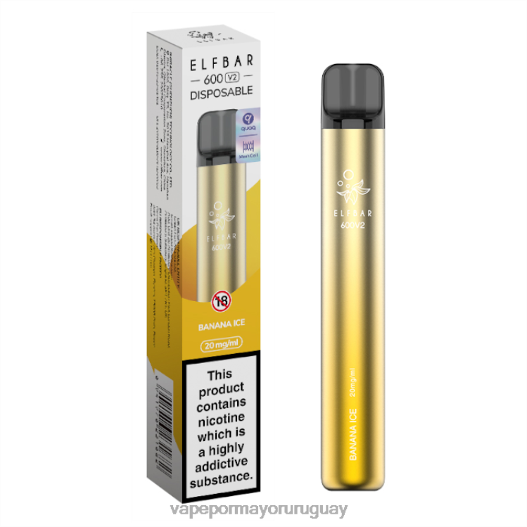 F6J4N272 - Vaper sin nicotina ELFBAR 600V2 hielo de plátano 20 mg
