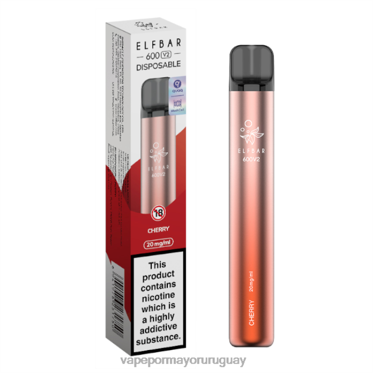 F6J4N279 - Vape Uruguay sin nicotina ELFBAR 600V2 cereza 20 mg