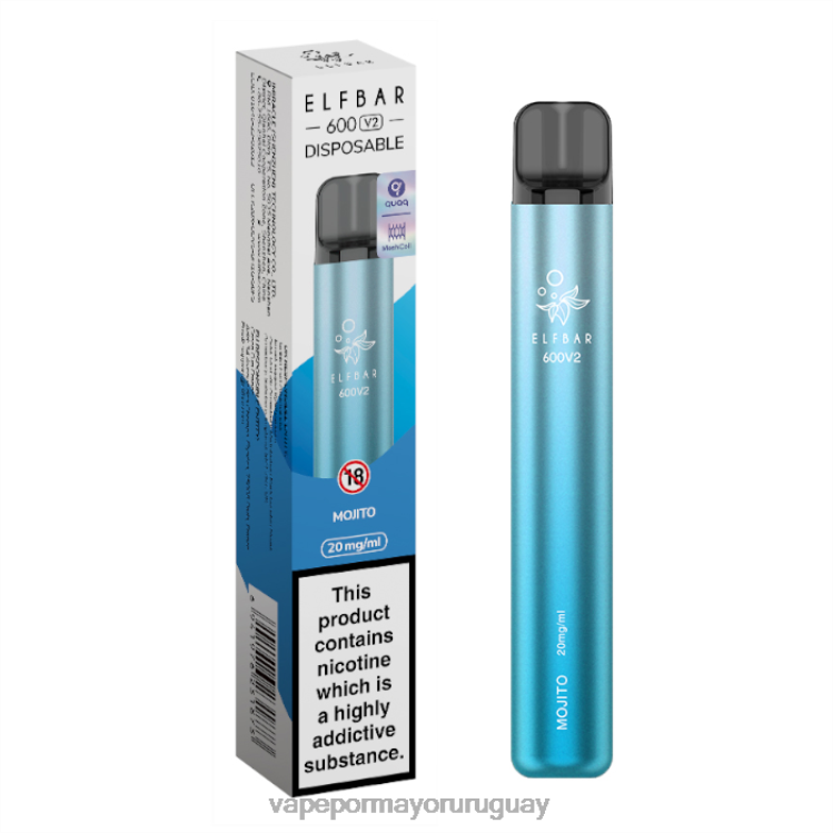 F6J4N289 - Vape Uruguay sin nicotina ELFBAR 600V2 mojito 20 mg