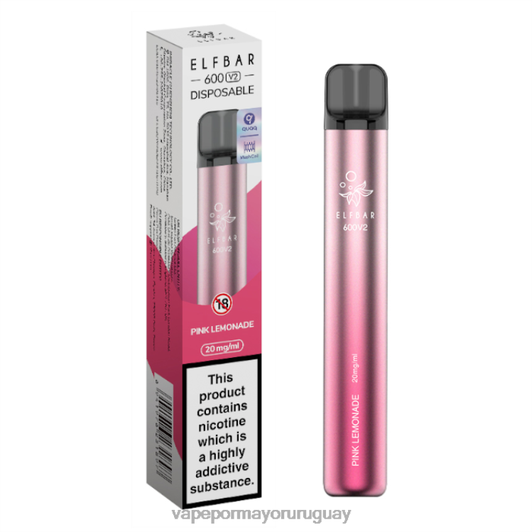 F6J4N292 - Vaper sin nicotina ELFBAR 600V2 limonada rosa 20 mg