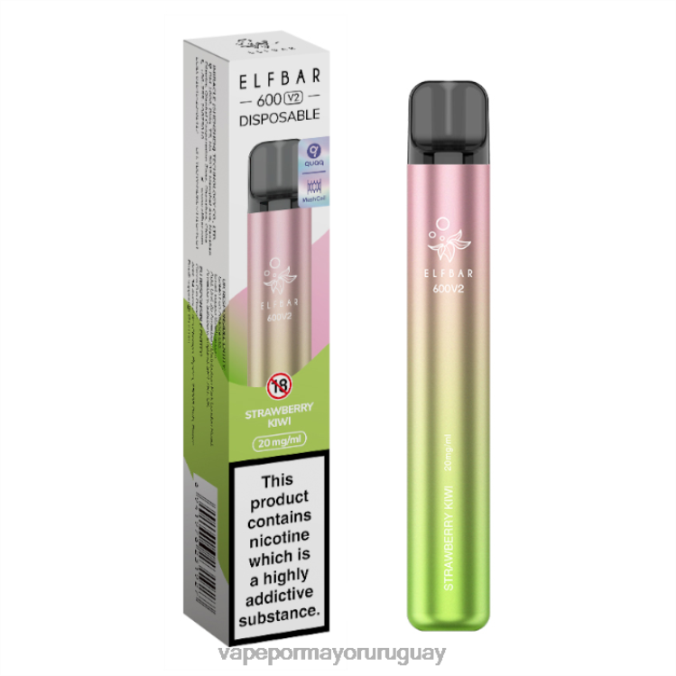 F6J4N295 - vaporizador desechable al por mayor ELFBAR 600V2 kiwi fresa 20 mg