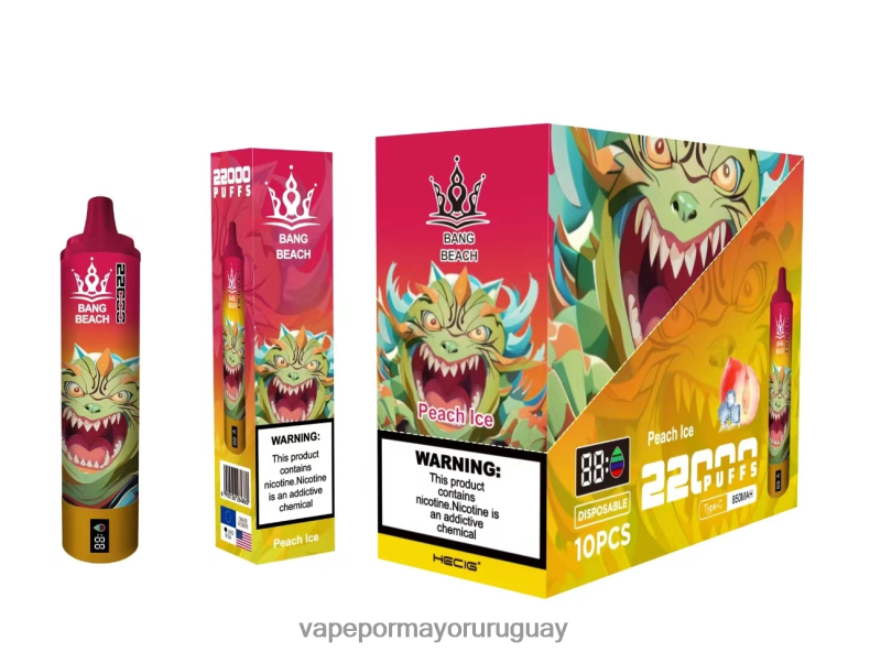 Liquido Vape Uruguay - Bang Beach Pantalla inteligente de 22000 inhalaciones hielo de durazno N64F816