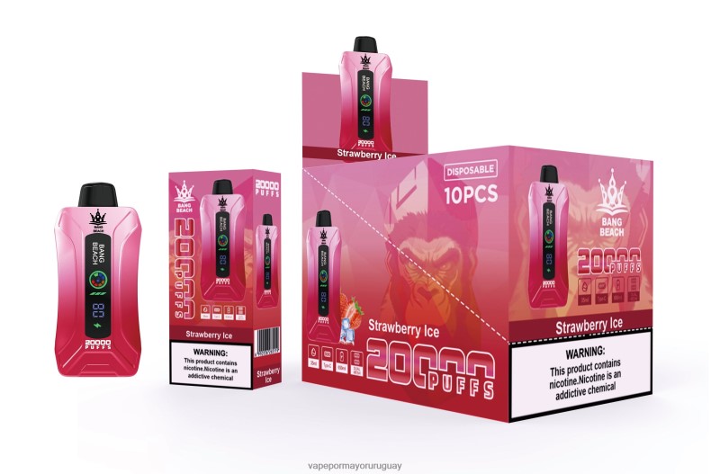 Liquido Vape Uruguay - Bang Beach vape elegante de la pantalla de 20000 soplos hielo de fresa N64F86