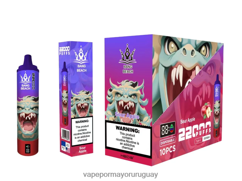 Vape Uruguay Mercado Libre - Bang Beach Pantalla inteligente de 22000 inhalaciones manzana agria N64F813
