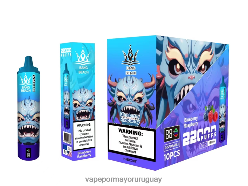 Vape Uruguay Sin Nicotina - Bang Beach Pantalla inteligente de 22000 inhalaciones frambuesa arándano N64F814