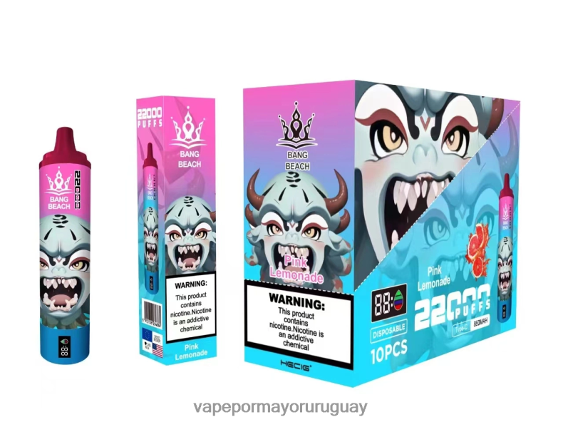 Vaper Sin Nicotina - Bang Beach Pantalla inteligente de 22000 inhalaciones limonada rosa N64F815