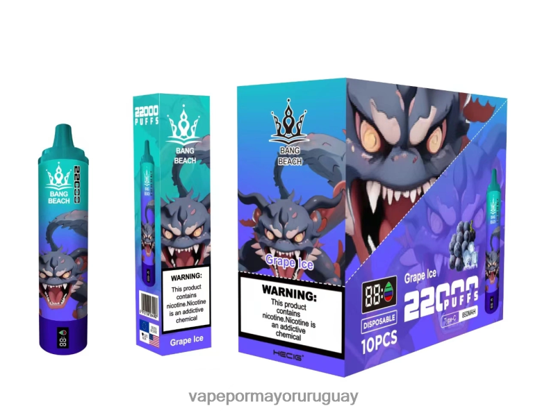 Vaporizador Desechable Al Por Mayor - Bang Beach Pantalla inteligente de 22000 inhalaciones hielo de uva N64F819
