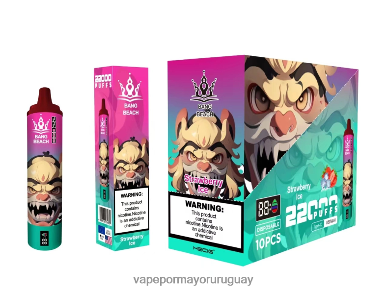 Venta De Vaporizadores Al Por Mayor - Bang Beach Pantalla inteligente de 22000 inhalaciones hielo de fresa N64F820