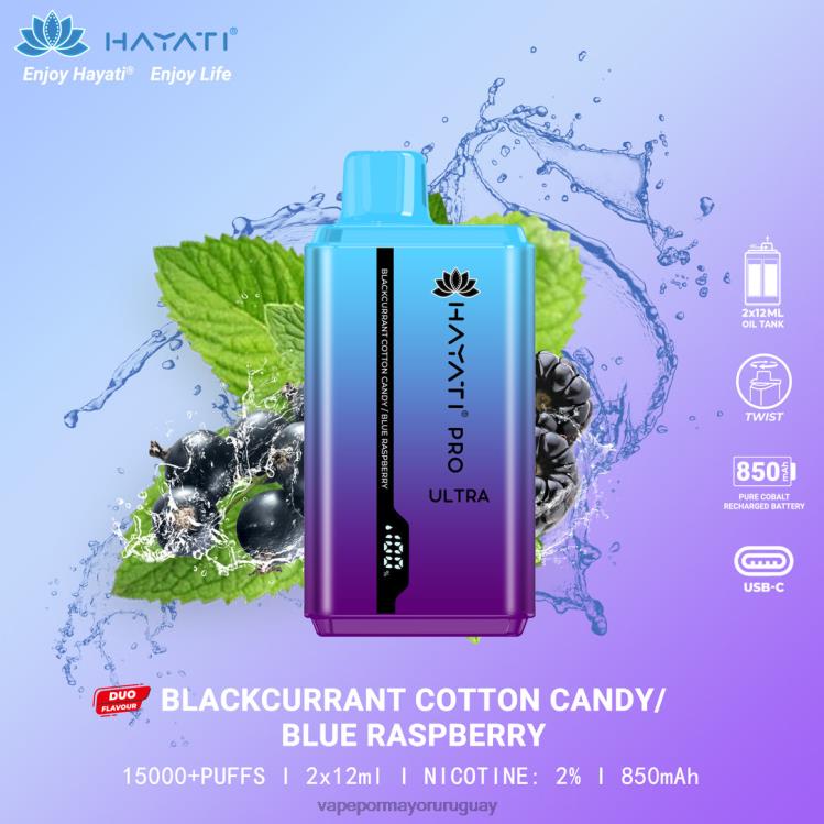 F6J4N221 - liquido Vape Uruguay Hayati Pro Ultra algodón de azúcar grosella negra/frambuesa azul