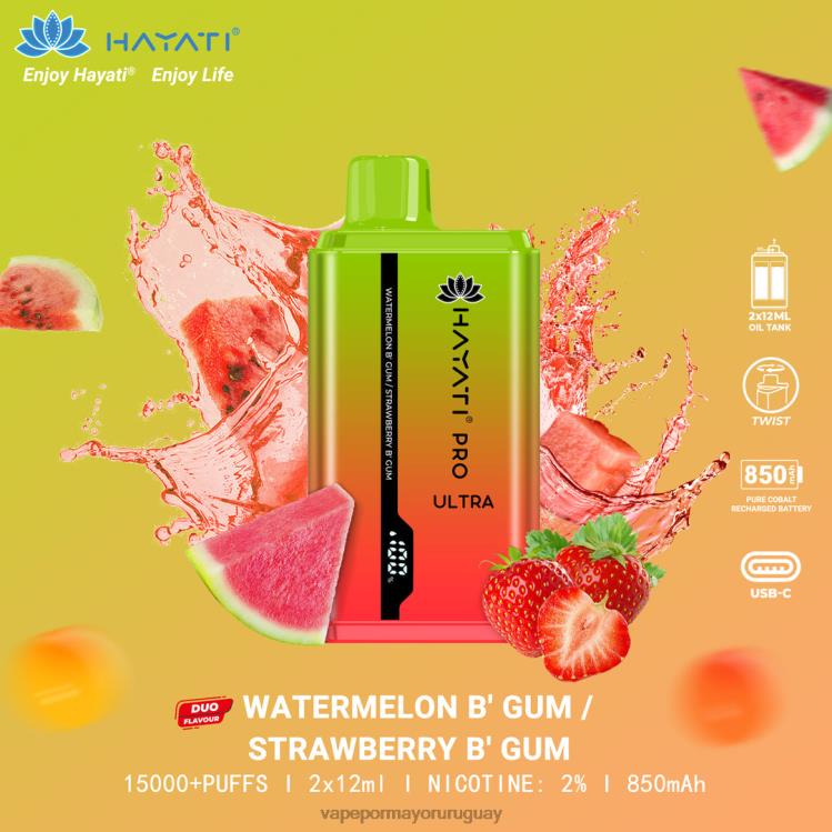 F6J4N232 - Vaper sin nicotina Hayati Pro Ultra chicle de sandía/chicle de fresa