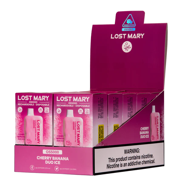 F6J4N108 - Vape por mayor Uruguay LOST MARY OS5000 hielo dúo cereza plátano