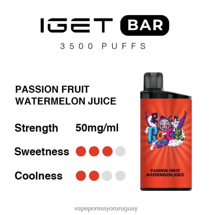 F6J4N97 - Vape Uruguay precio IGET BAR jugo de sandía y maracuyá 3500 5% nicotina